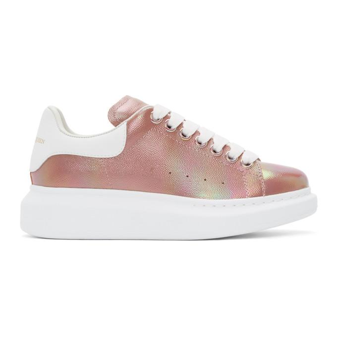 Alexander McQueen - White & Rose Gold Exaggerated Sole Sneaker